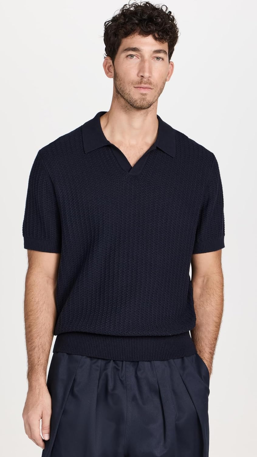 Vince Men's Crafted Rib Johnny Collar Polo Shirt - Image 2