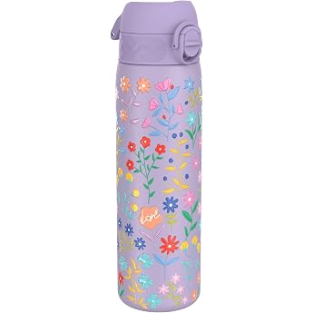 ion8 Vacuum Insulated Stainless Steel Drinking Bottle 500 ml Leak-Proof One-Handed Opening Secure Locking Dishwasher Safe Carry Handle Easy to Clean Durable & Scratch-Resistant Floral Pattern