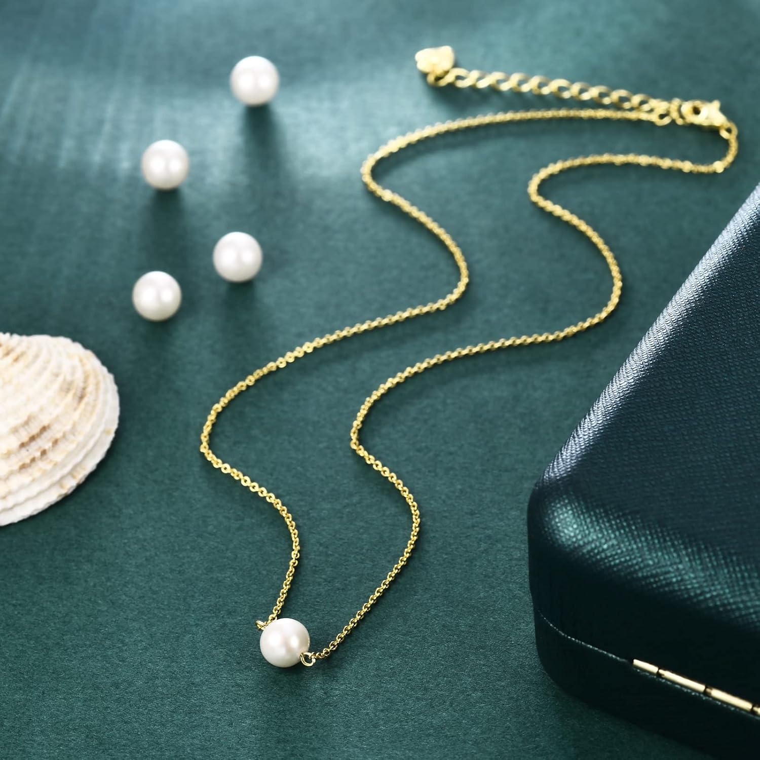 14K Gold Pearl Necklace for Women, Adjustable Lariat Pendant with Freshwater Pearl - Bridal Wedding Jewelry Gift for Mother's Day, Trendy & Elegant Waterproof Gold Plated Choker Necklace for Everyday - Image 6