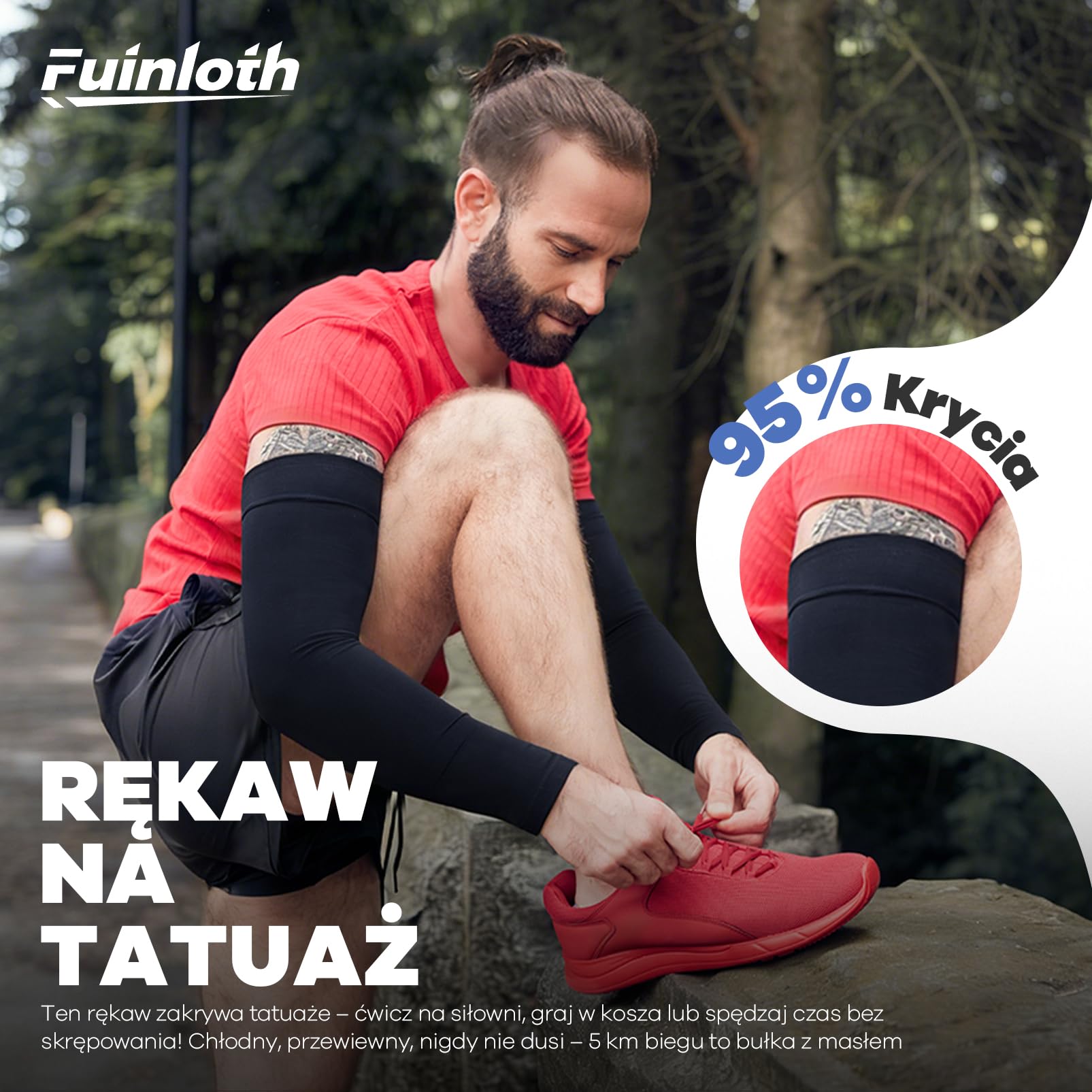 fuinloth 4 Pary Rękaw dla Mężczyzn i Kobiet z Ochroną Przeciw UV Kompresyjny Rękaw do Zakrywania Tatuaży i Sportu
