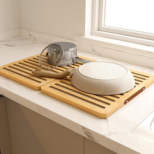 Wealone Tapete de secado de platos de piedra para encimera de cocina, tapete de piedra de tierra de diatomeas de secado rápido, diseño de funda
