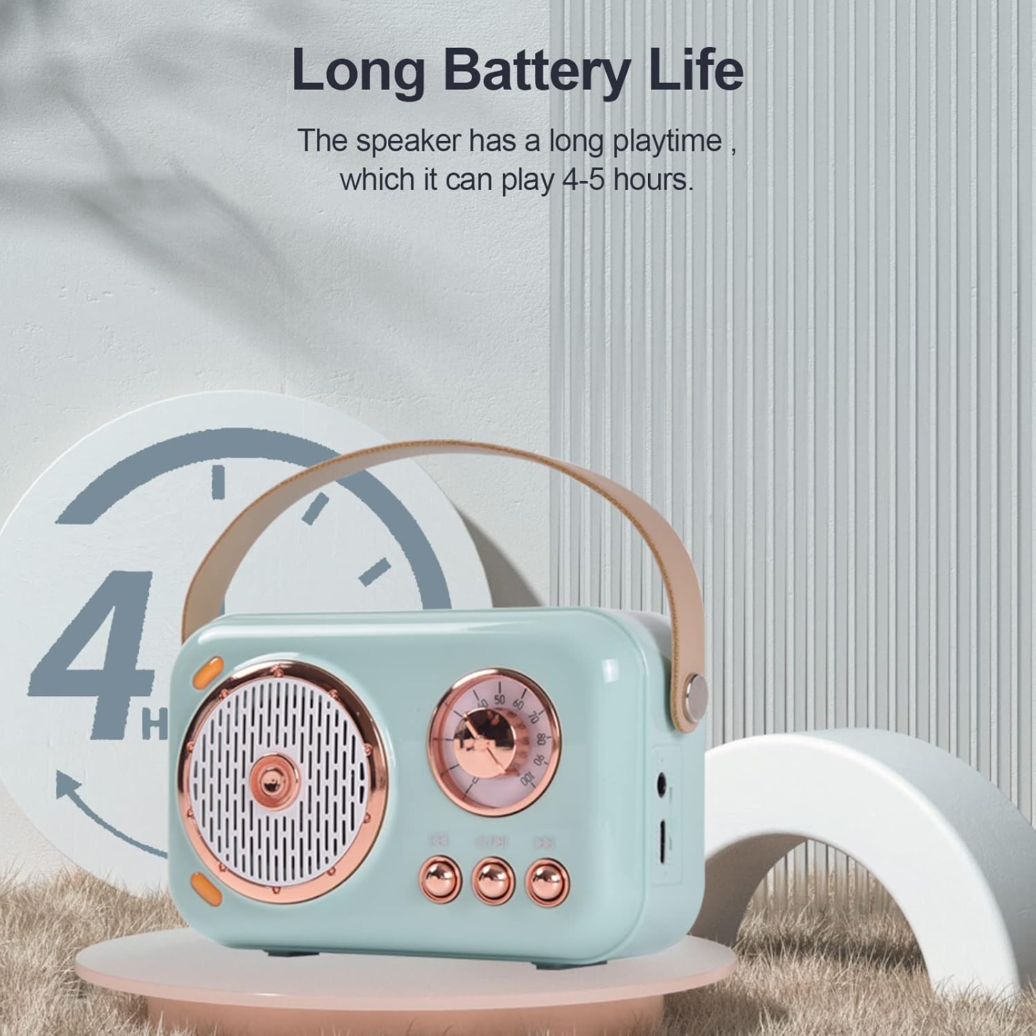 Portable Bluetooth Speaker with Microphone Set,Retro Bluetooth Speaker with Home Karaoke Machine,Portable Handheld Karaoke Mics Speaker Machine for Kids and Adults Home Party Birthday (Pink) (Green) - Image 5