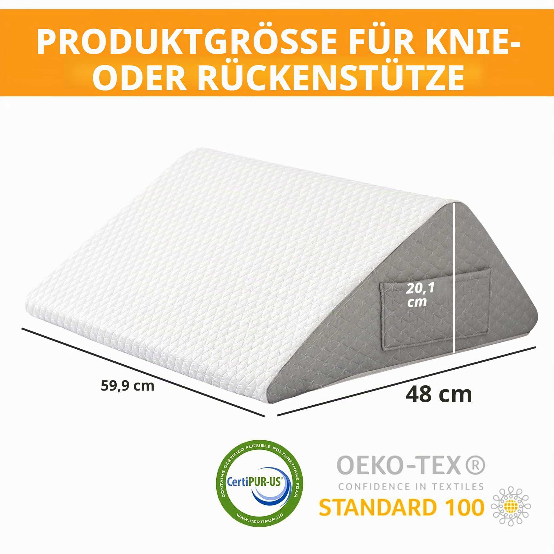 Ruqmuis Kniekissen für Rückenschlafen, 20,3 cm Knie-Keilkissen zur Erhöhung des Knies, Beinkissen zur Linderung von Rückenschmerzen, Dreieckskissen, Beinerhöhungskissen für nach Operationen