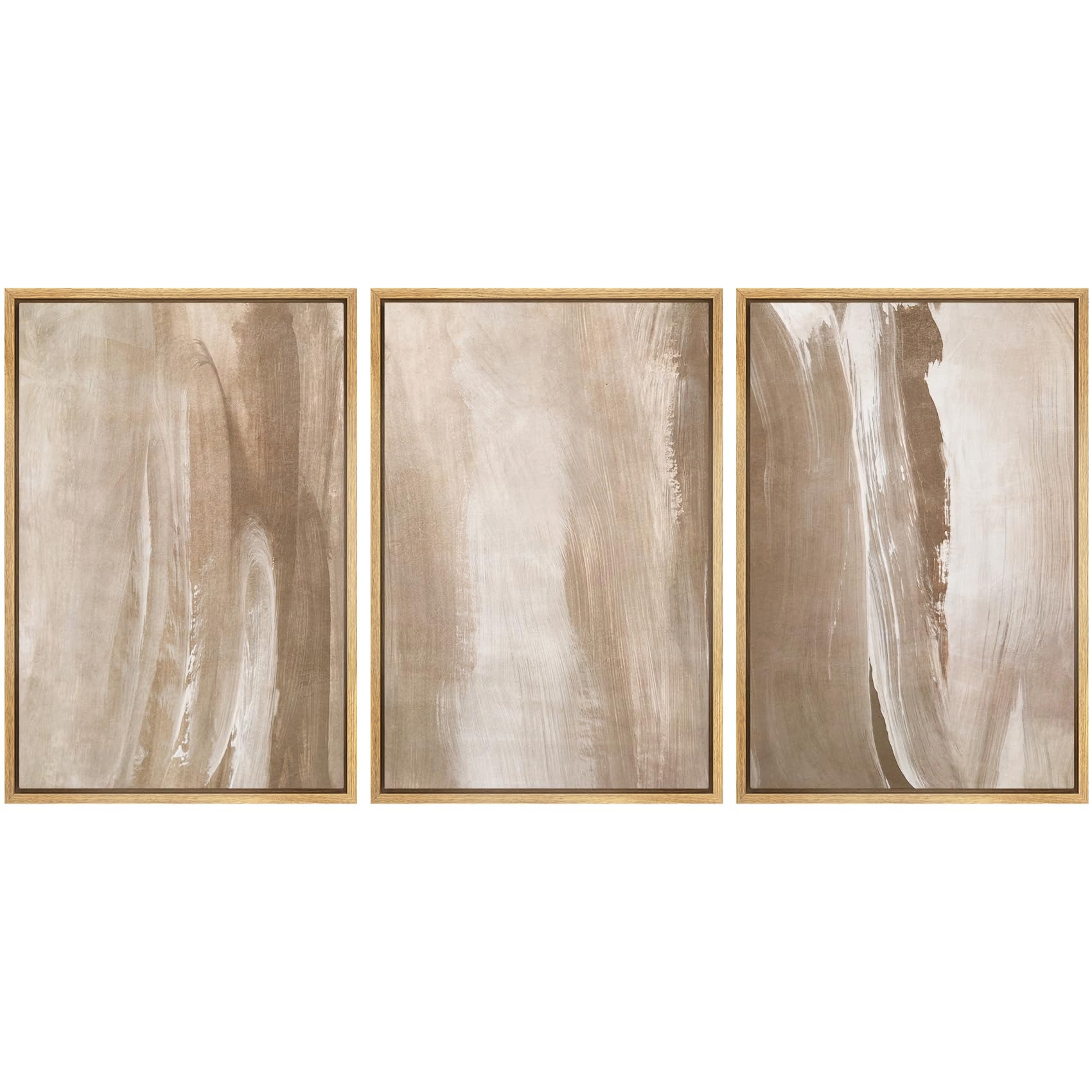 SIGNWIN Framed Canvas Print Wall Art Set Blue White Grunge Geometric Pattern Abstract Shapes Cozy Neutral Decorative Contemporary Minimal for Living Room, Bedroom, Office - 24"x36"x3 Natural — view 93