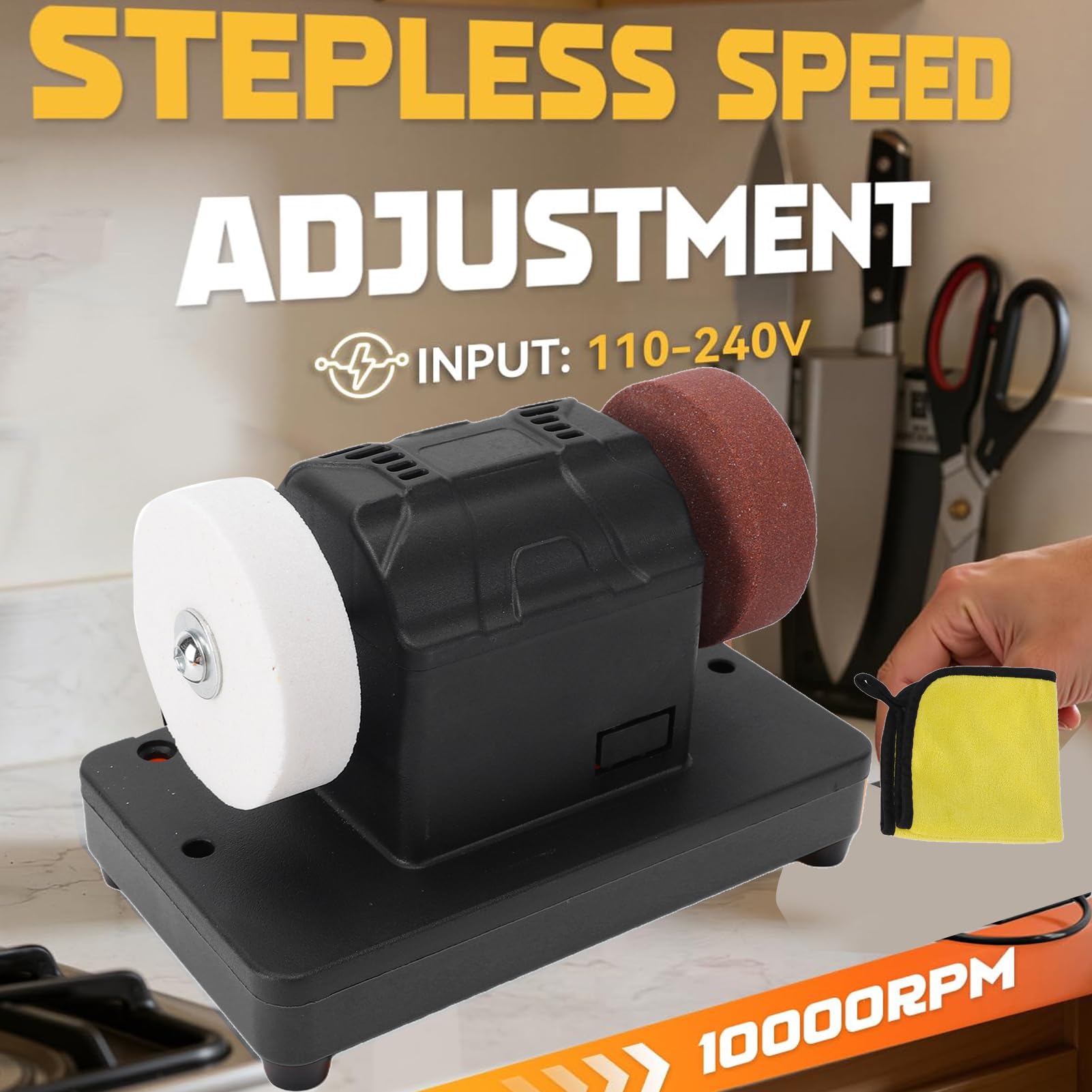 Generic Mini Amoladora de Banco Inalámbrica con Batería, Velocidad Ajustable de 3 Pulgadas para Herramientas de Molienda y Eliminación de óxido, Color Negro