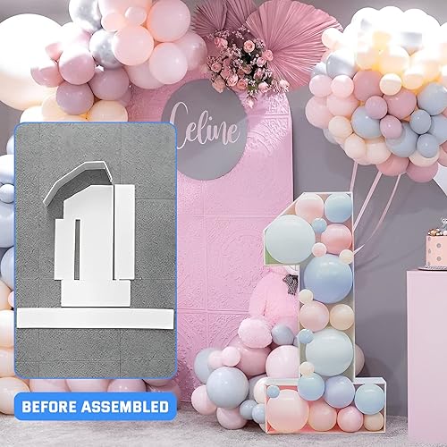 Miniatura 5 de SKEFOLI Números de marquesina de 4 pies, números de mosaico para globos precortados de cartón extra grande, tablero de espuma para decoración de