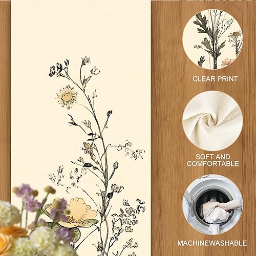 Miniatura 29 de Juego de manteles individuales y camino de mesa de muñeco de nieve y árbol de Navidad, 7 piezas (1 camino de mesa + 6 manteles individuales), diseño