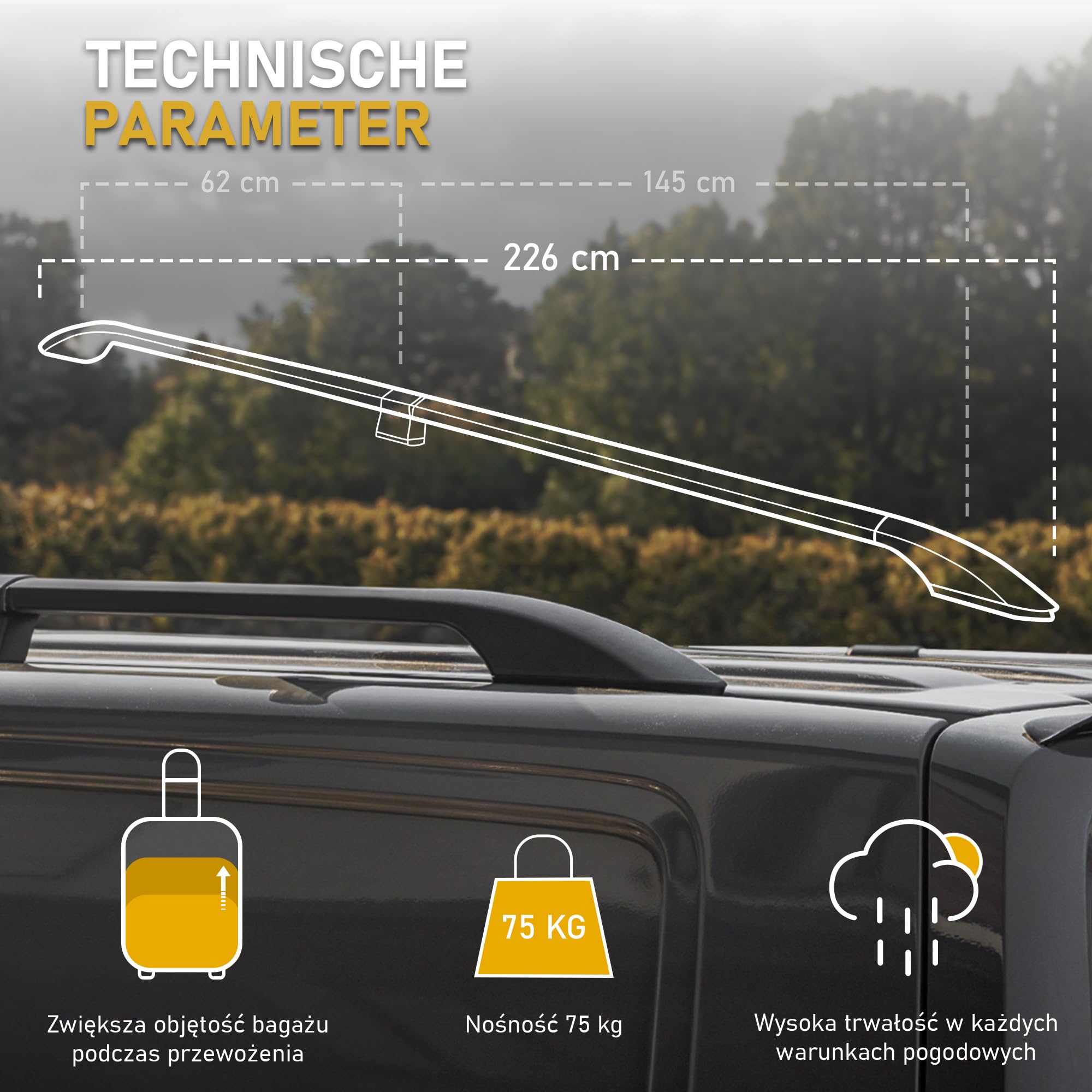 CHROMEMASTER Dachreling Dachträger Kompatibel mit VW T5 Multivan Short 2003-2015 | Zur Befestigung der Dachgepäckträger, Dachboxen oder Dachfahrradträger | Robuste Konstruktion aus Alu