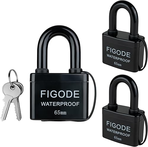 FIGODE® Candados supergrandes y resistentes con llaves, 2.8 pulgadas de ancho, candados impermeables para exteriores, cerraduras de acero laminado