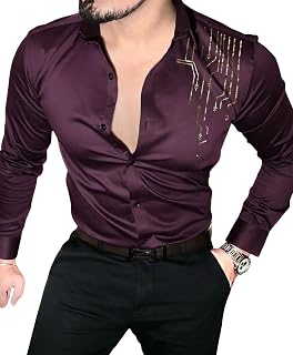 Afflatus Men’s Stylish Satin Shirt for Party, Formal, Daily and Casual Wear Full Sleeve Shirt for Mens Price In India