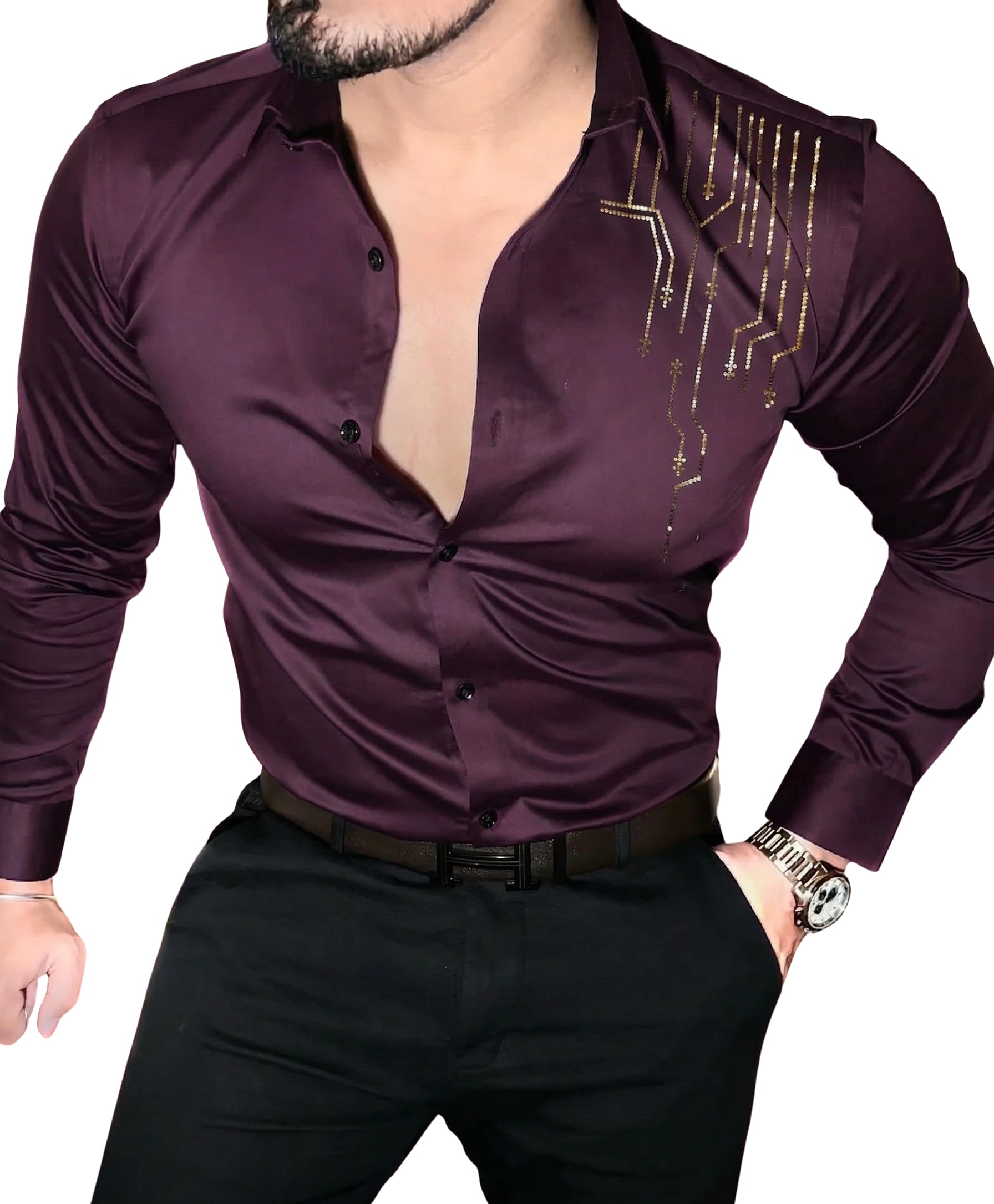 afflatus Men’s Stylish Satin Shirt for Party, Formal, Daily and Casual Wear Full Sleeve Shirt for Mens-picture-30