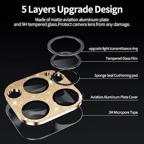 Miniatura 4 de WSKEN Protector de lente de cámara para iPhone 13 ProiPhone 13 Pro Max, grabación HD Protector de pantalla de vidrio de aleación mate de metal