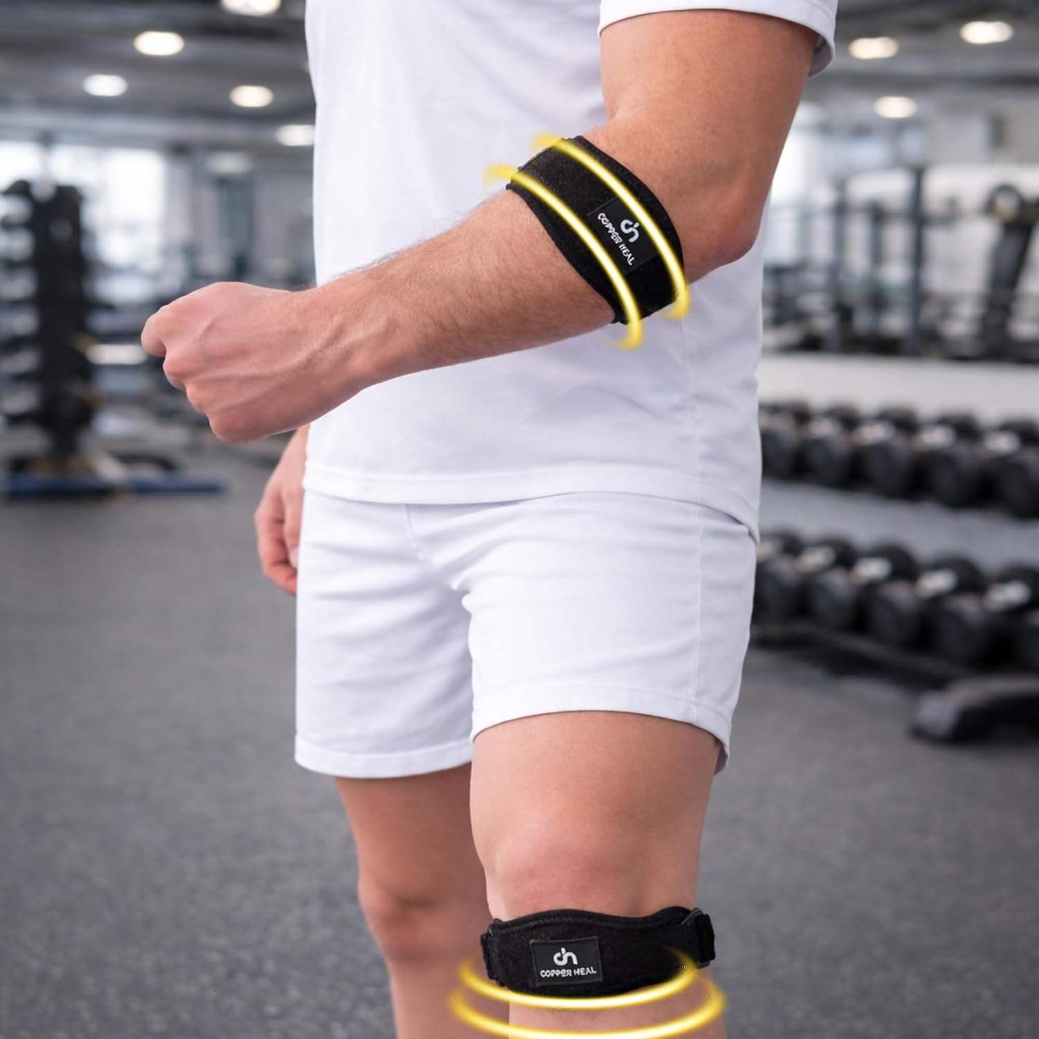 COPPER HEAL Adjustable Magnetic Strap (Pair) – Dual Use Elbow & Patella Support – Copper-Infused Fabric with Integrated Magnetic Elements
