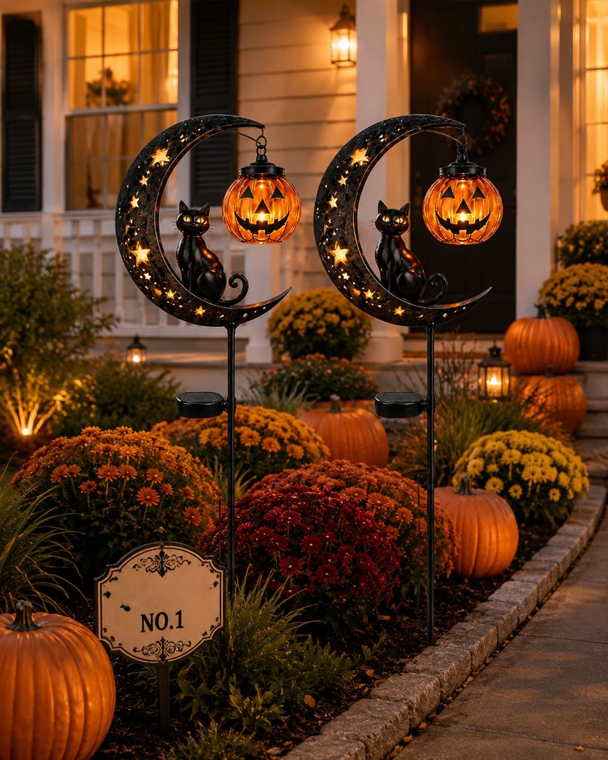 Explcior Solar Halloween Black Cat Pumpkin Moon Garden Stake Light