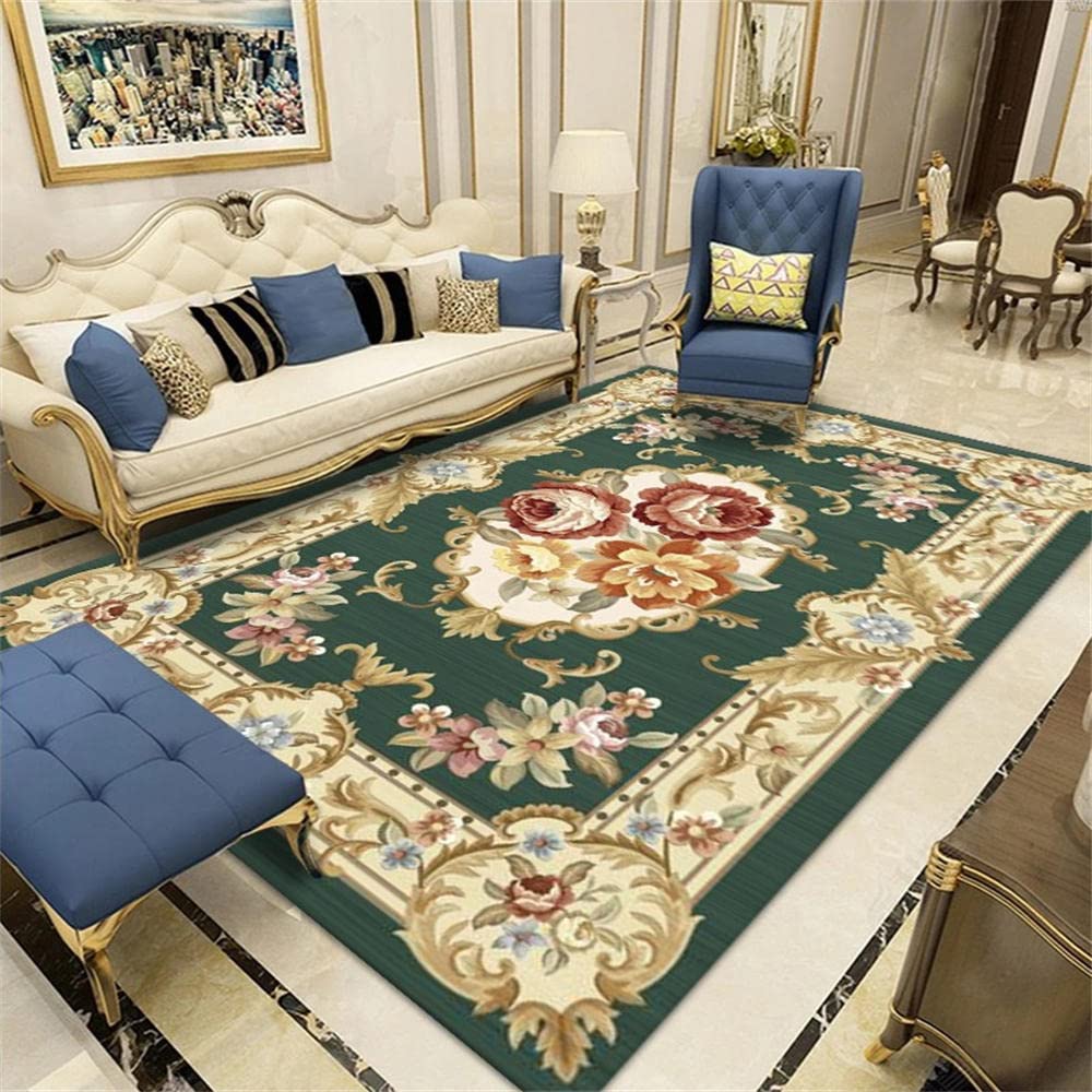 Tapis ados doux pour chambre et entree design classique d'impression lavable vert 60x90