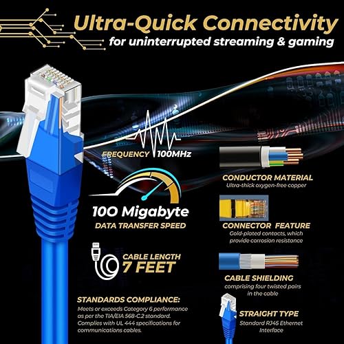 Miniatura 3 de TNP - Cable Ethernet Cat 5e, cable de conexión de Internet Cat 5, cable de conexión de Internet Cat5e, conector RJ45, cable de red LAN, cable de
