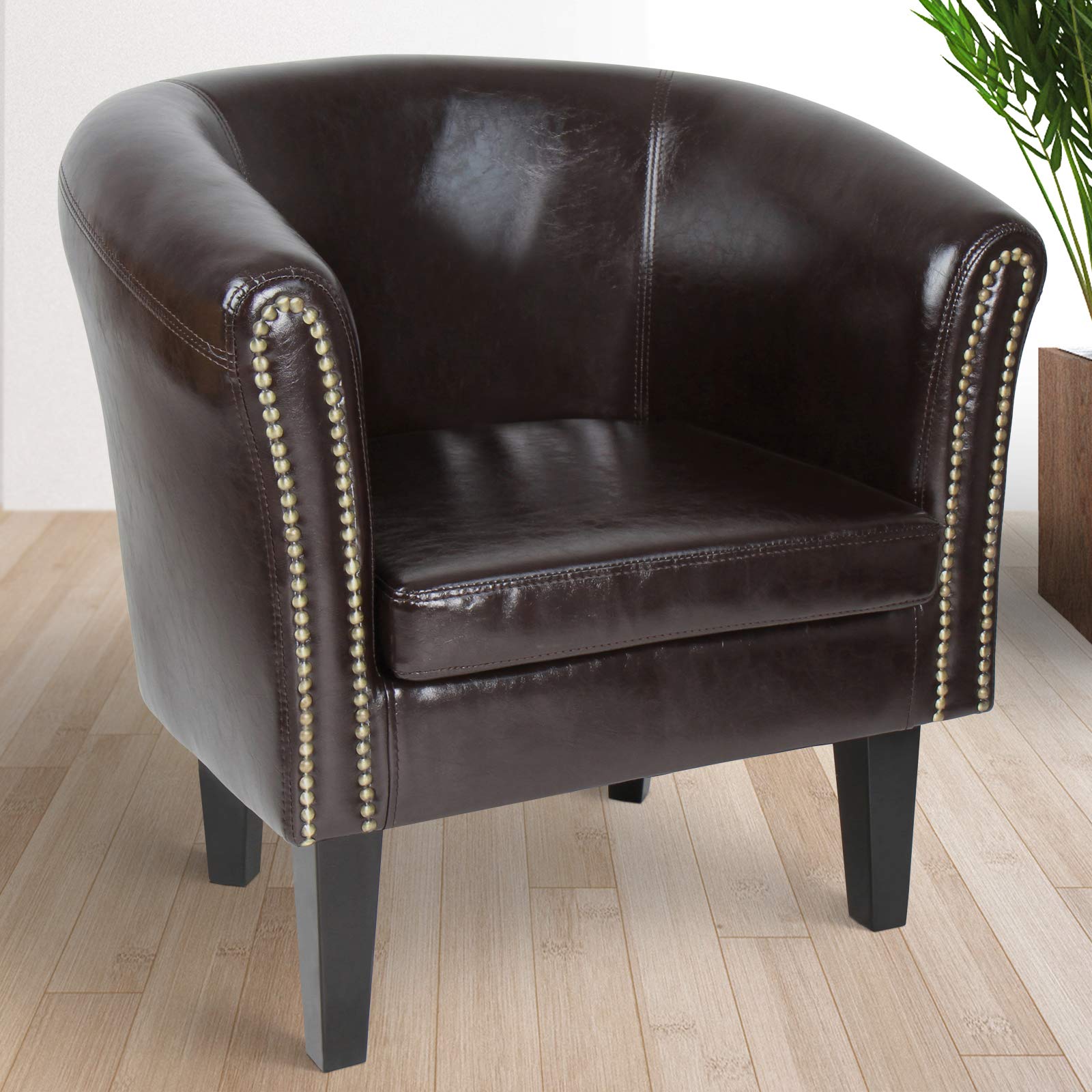 Fauteuil Chesterfield élégant de Miadomodo , Bois dense, marron, Ensemble de 2