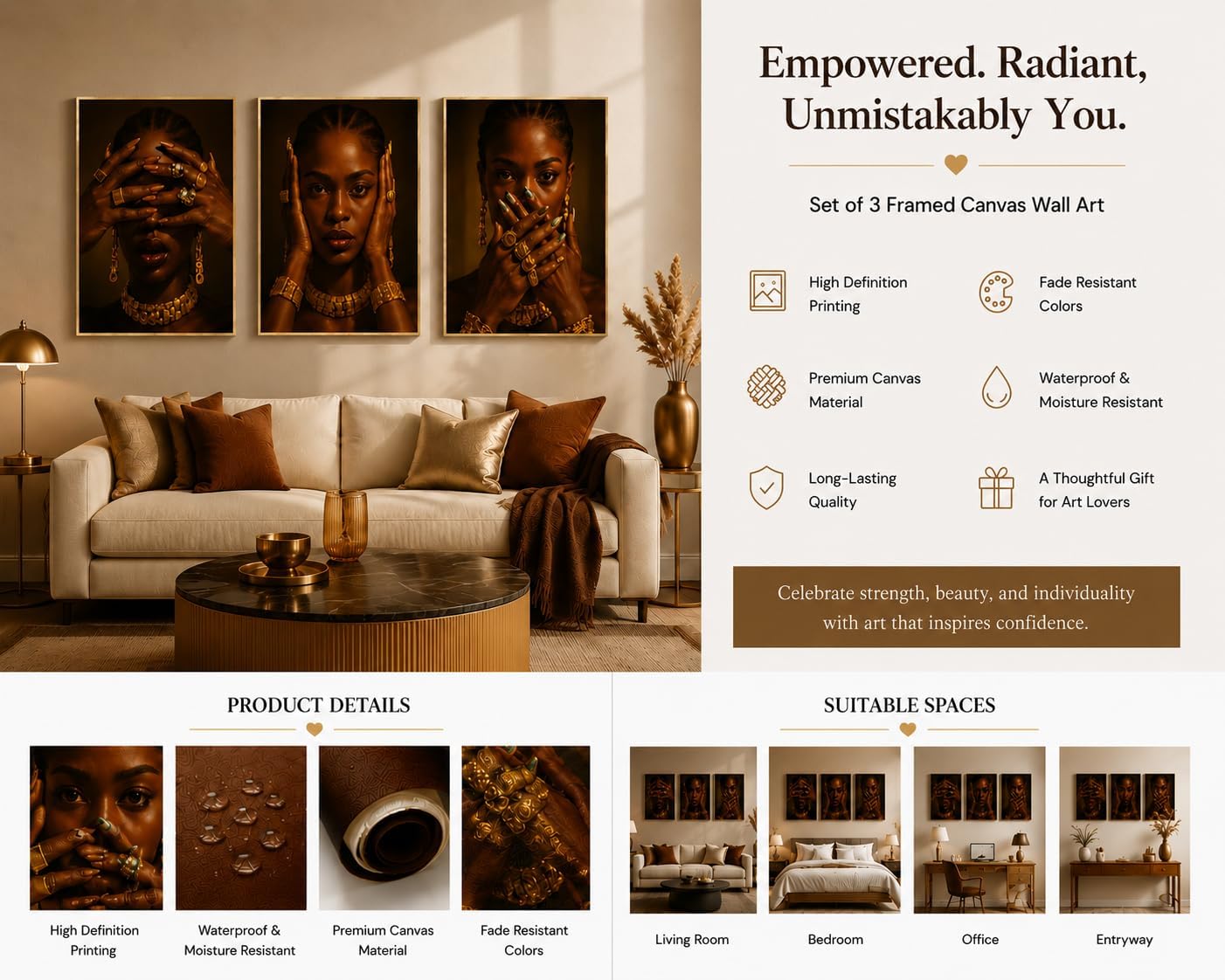 3Pcs Black Girl Wall Art Fashionable African American Black Female Painting Picture Wall DÉCor Abstract Aesthetics Black Girls Gestures Poster Print Artwork For Living Room Bedroom 16x24in Unframed