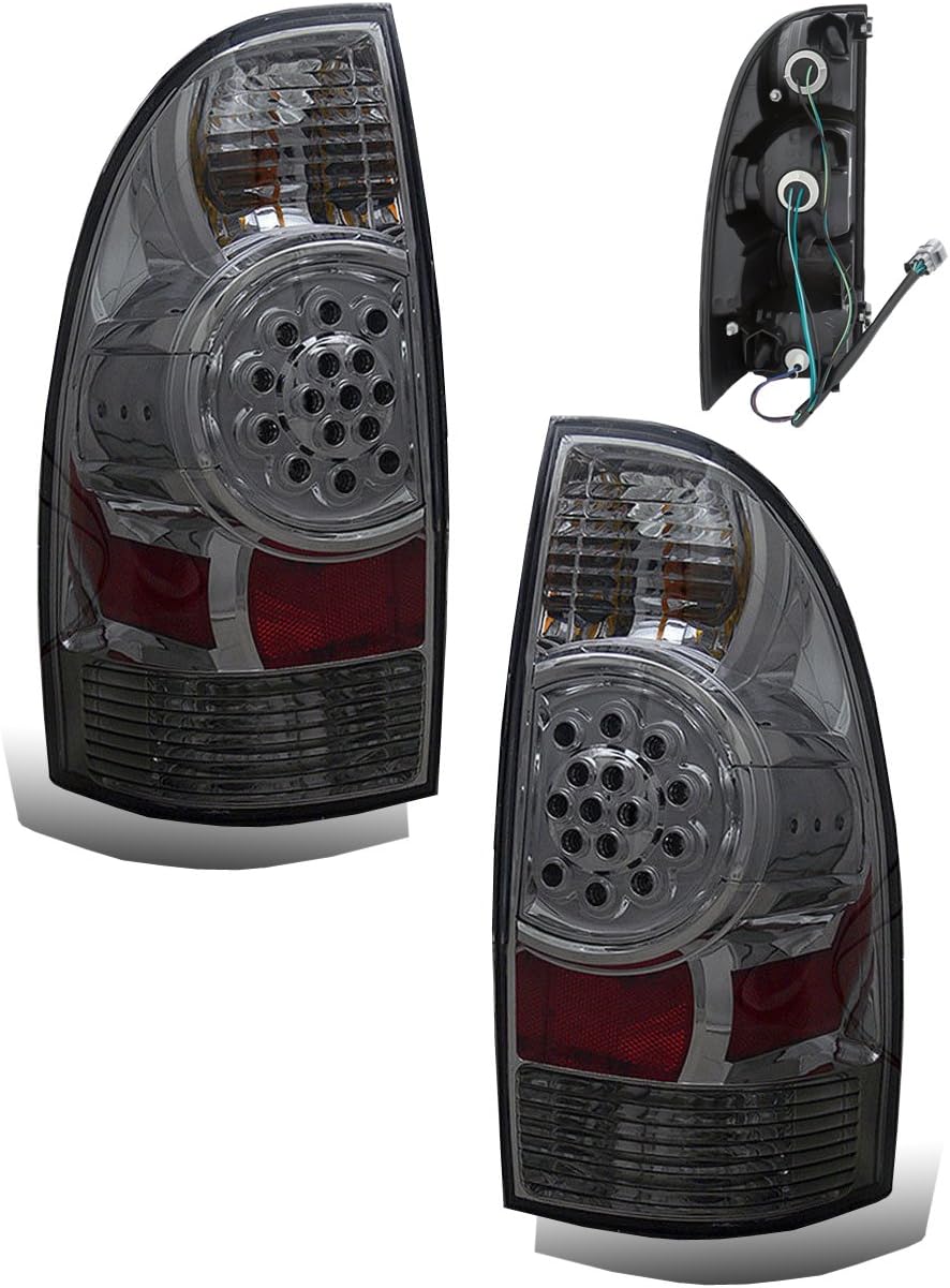Smoke LED Tail Lights Assembly Set for Toyota Tacoma - (Pair) Includes Driver Left and Passenger Right Side Replacement