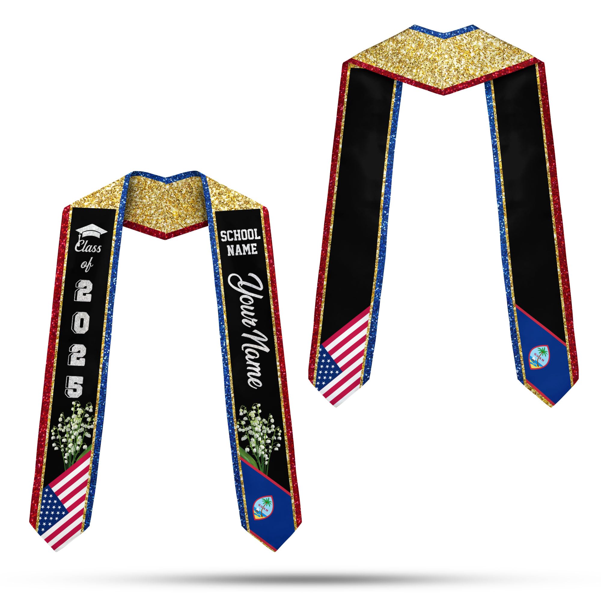 MonkeyVan Guam Graduation Sash Guam Guamanian Flag Stole Guam Sash Graduation 2025 Guam Graduation Stole 2025 Class of 2025 Gu11