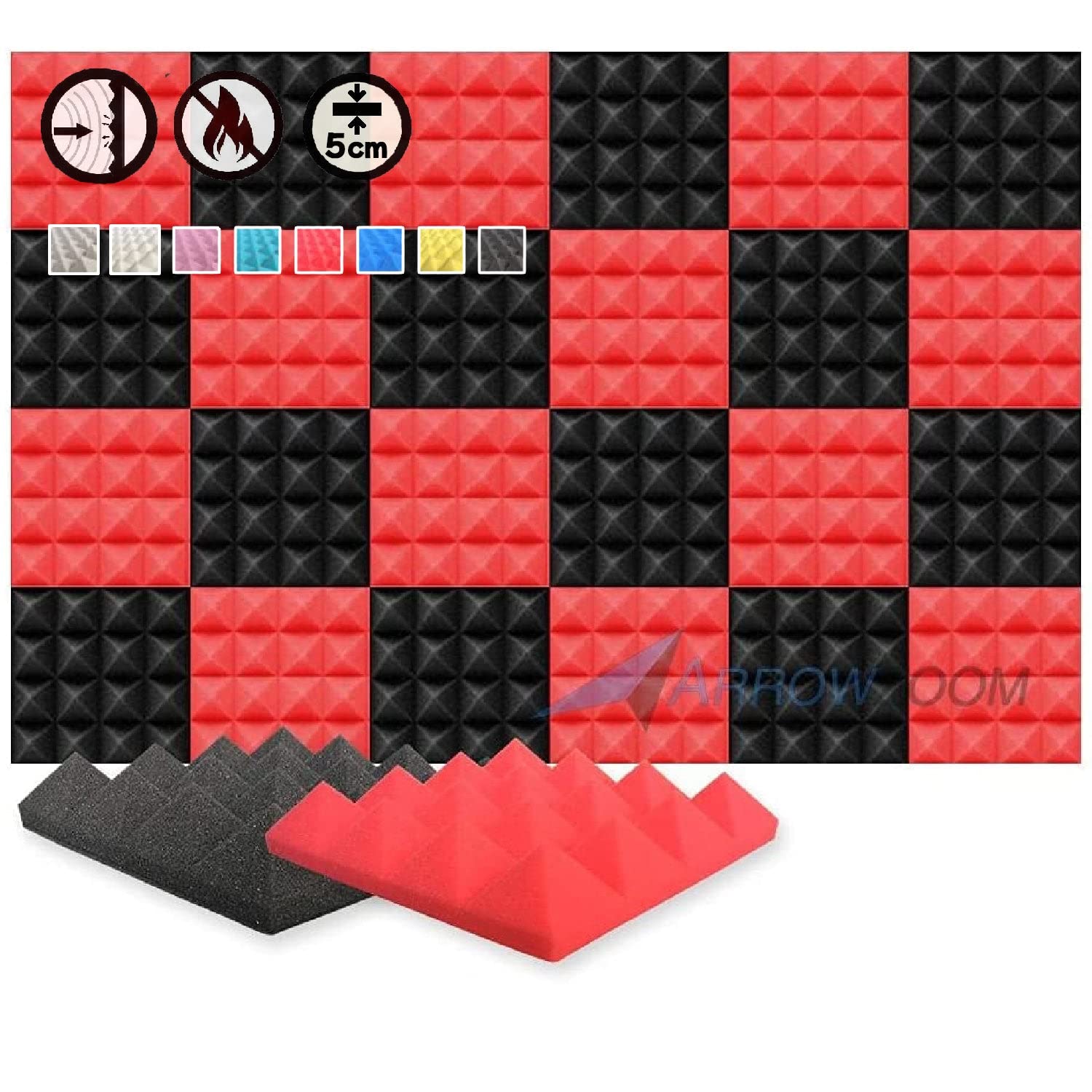 Buy Arrowzoom 24 Acoustic Panels Pyramid Sound Absorbing Acoustic Tiles