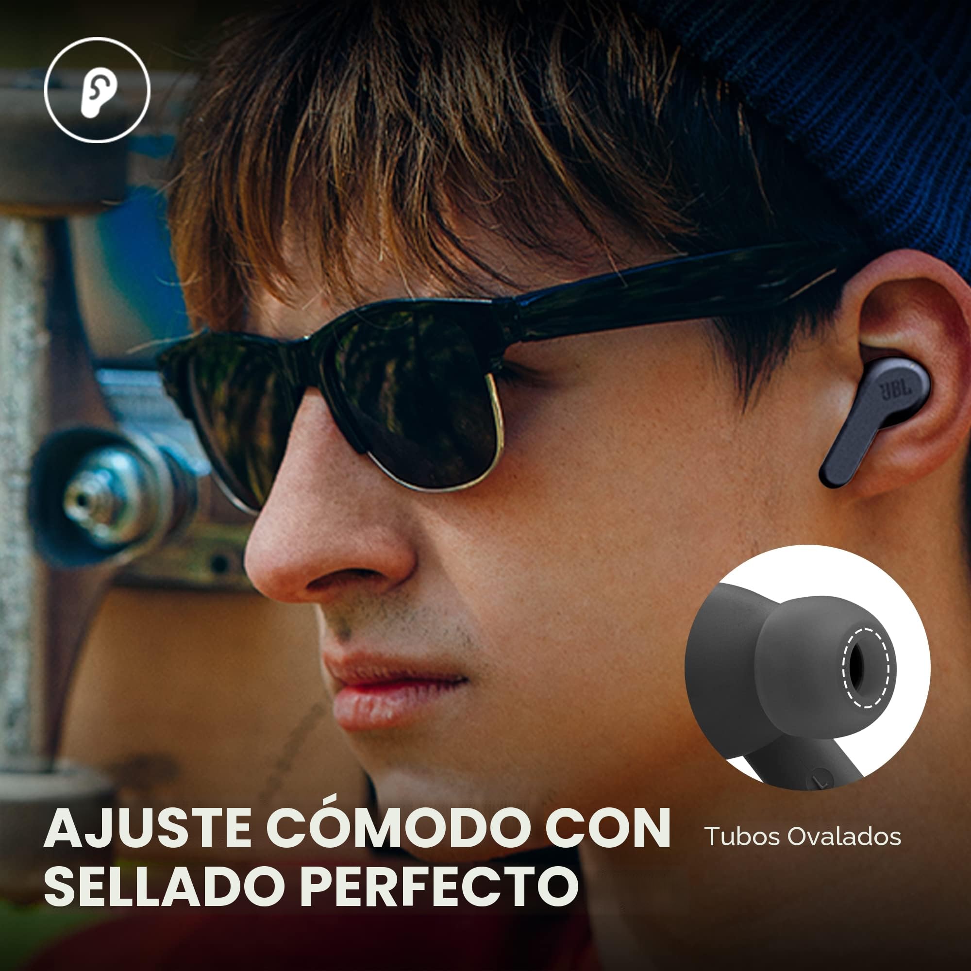 JBL Wave Beam, auriculares inalámbricos In-Ear, IP54 e IPX2, manos libres y 32 horas de duración de la batería, en negro