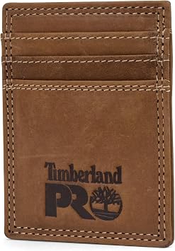 Timberland PRO Mens Leather Front Pocket Wallet with Money Clip, Wheat, One Size