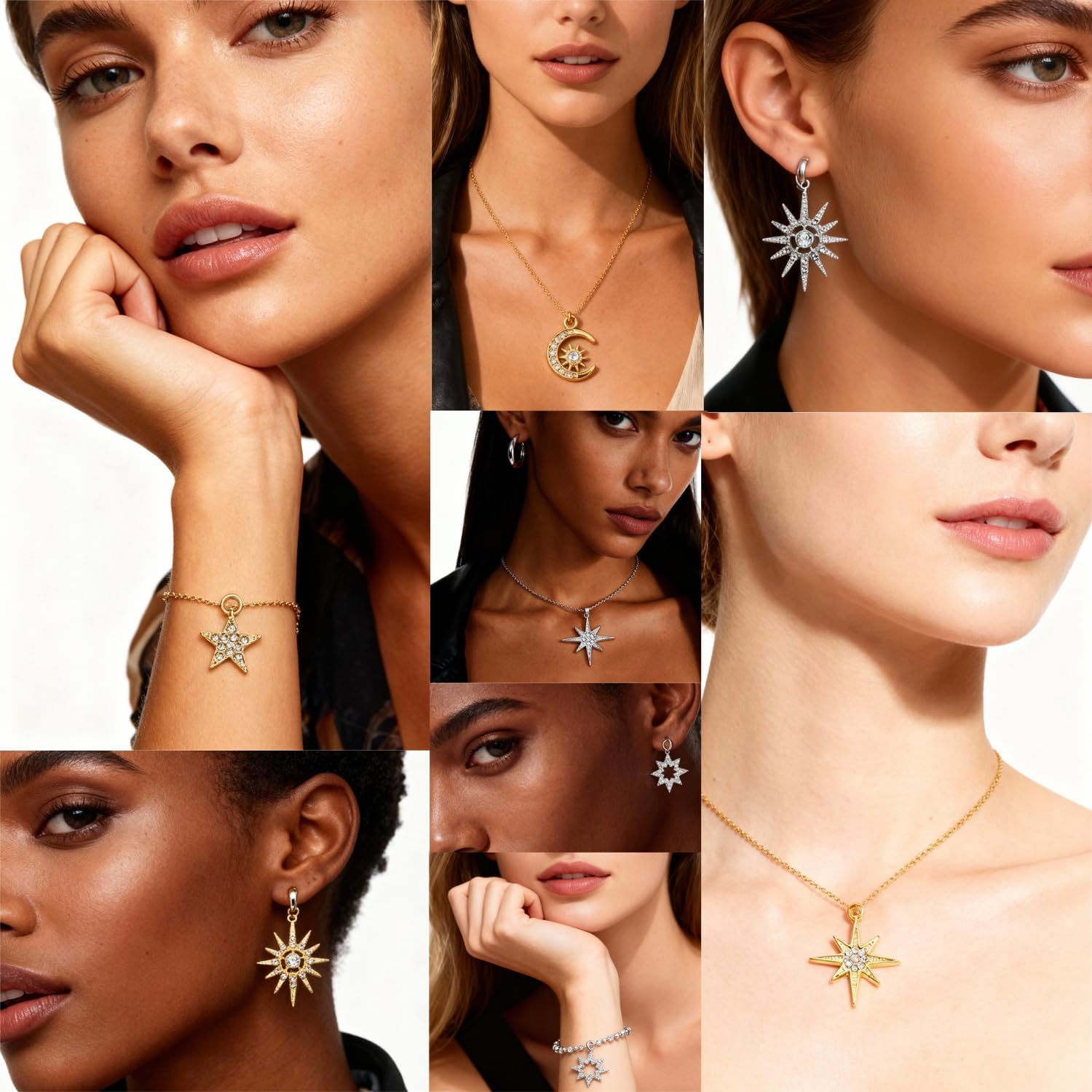stino Jewelry Celestial Charms Set, Moon Star Sun Pendants image 5
