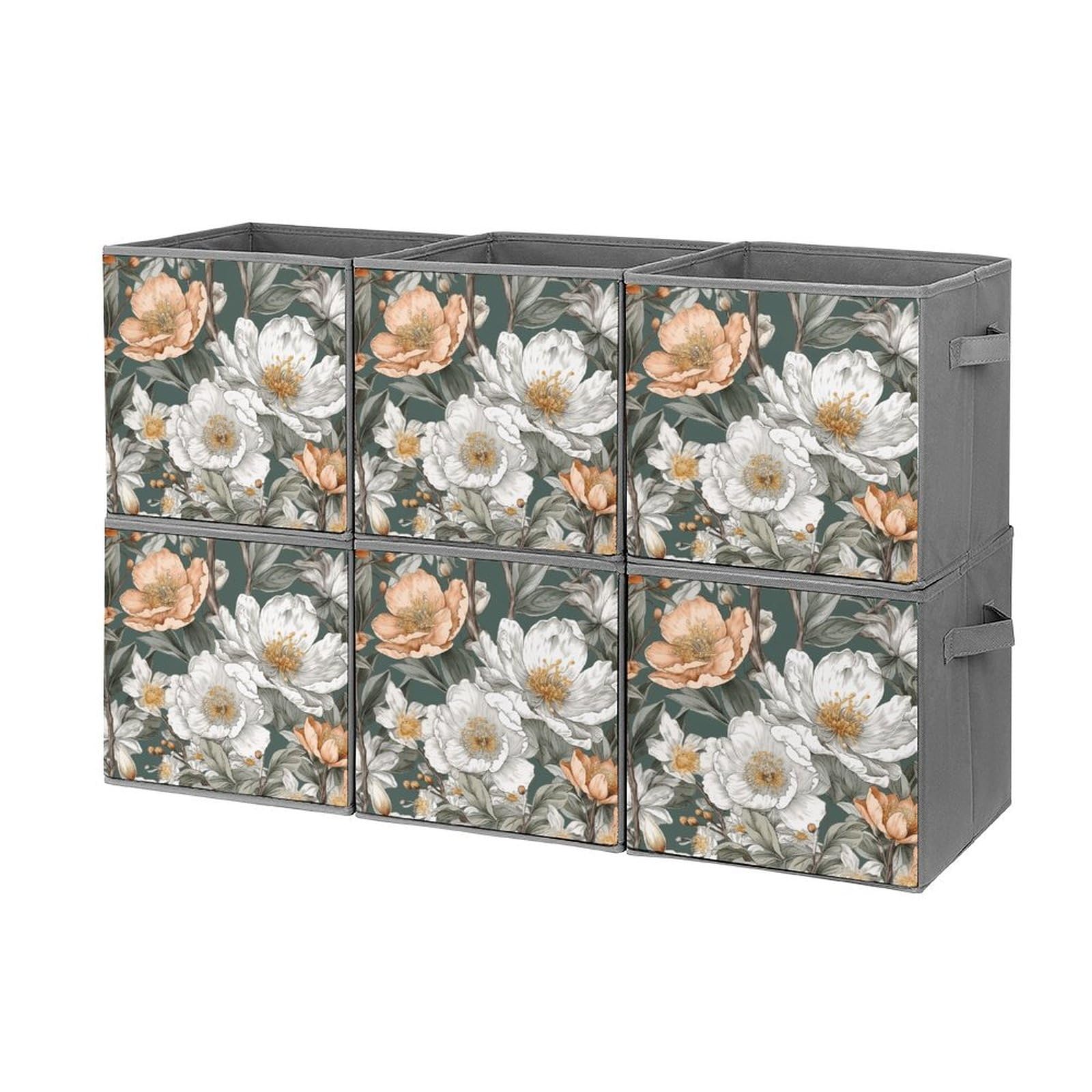 Lmngh White And Peach Blossom Storage Boxes Storage Bins Folding Storage Basket For Shelves Closet Organizers And Storage Foldable Storage Containers Collapsible Cube Storage Bins For Clothes