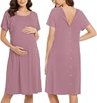 Ekouaer Femmes Soins infirmiers/livraison/Labor/Hôpital Nightdress Maternité à manches courtes Chemise avec bouton S-XXL