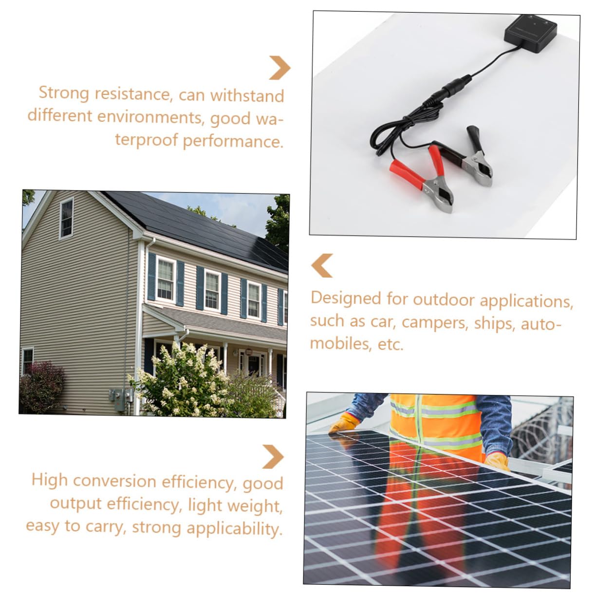 Panneau Solaire Portable 20w 18v avec Clip Batterie, Léger et Polyvalent pour Applications Extérieures et Automobiles