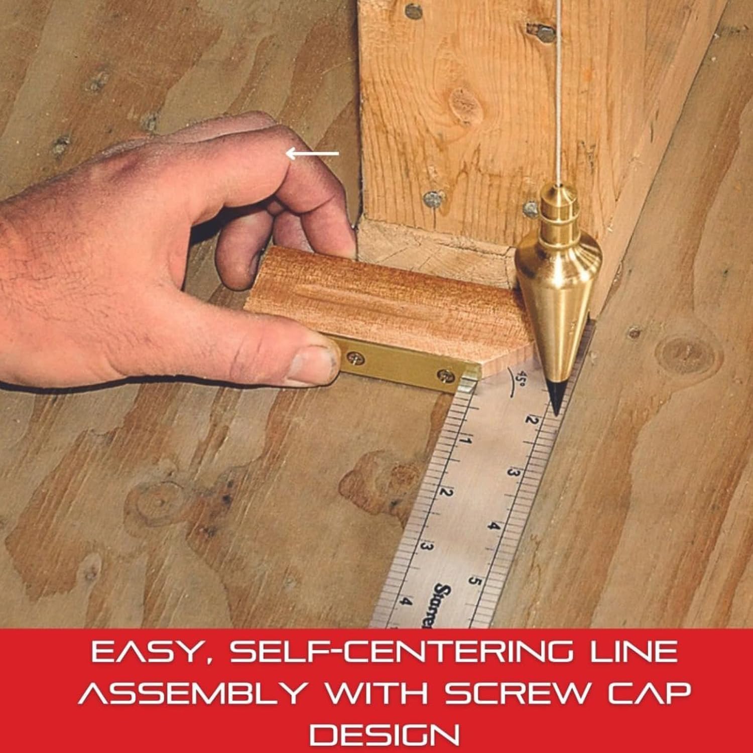 Solid Brass Plumb Bob, Brass Construction, Stainless Steel Point, Professional Centering Tool, Replaceable Tip (8oz)