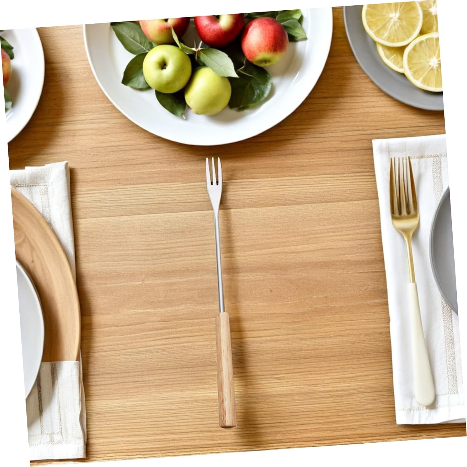 Milisten 12pcs Stainless Steel Wood Handle Fondue Forks Chocolate Dipping Tools Fruit Skewers Cheese Grill Forks for Household Entertaining and Party Use