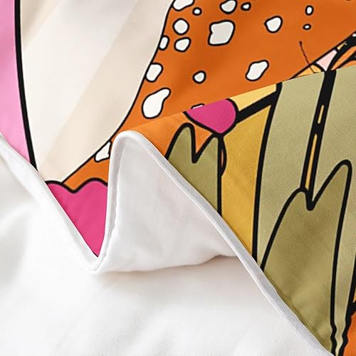 Miniatura 5 de Erosebridal Funky Mushroom Rainbow - Funda de edredón 100% algodón para niños, jóvenes y adultos, juego de ropa de cama tamaño individual, funda de