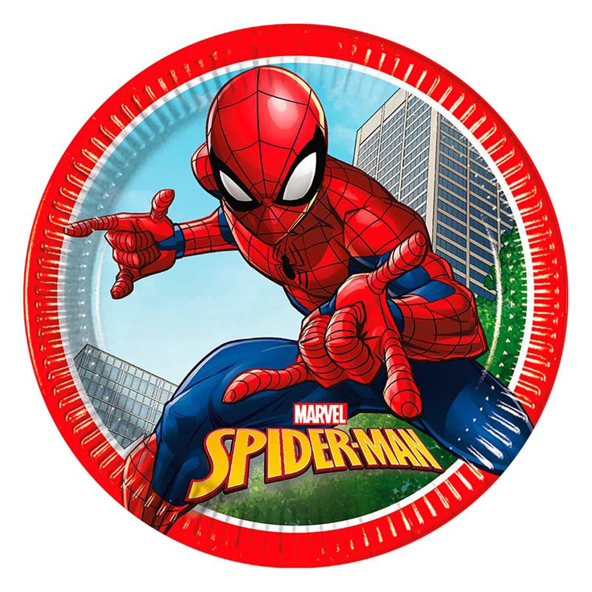 Procos 93863 - Spiderman Crime Fighter Plates, 23 cm, Pack of 8, FSC, Disposable Plates, Paper Plates, Birthday, Theme Party