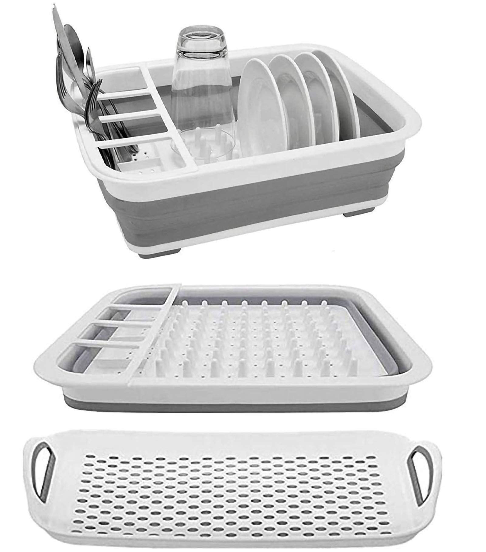Collapsible Dish Rack and Drainboard Set Foldable Dish Drying Rack