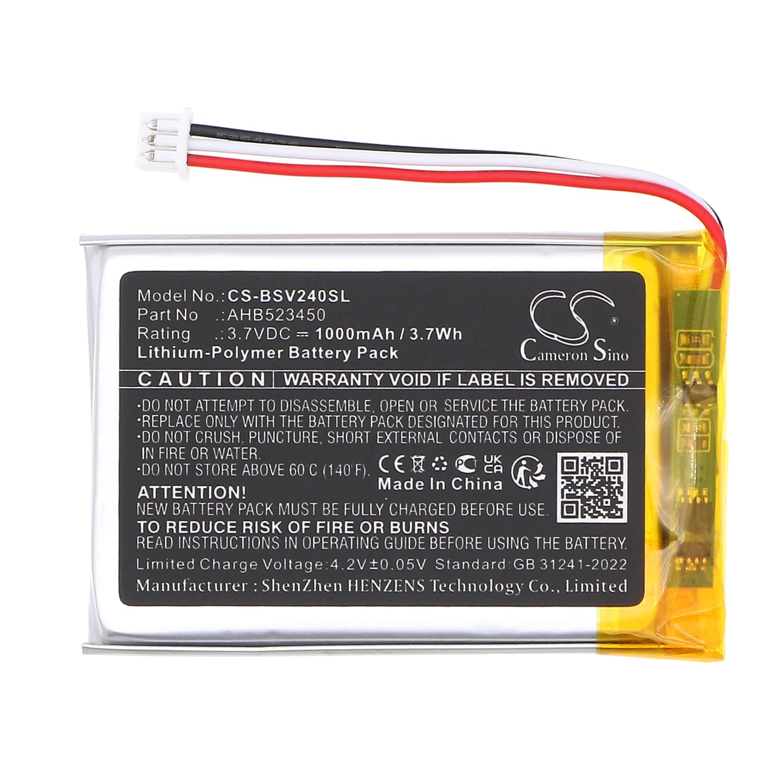 TECHTEK Batteria 1000mAh compatibile con [Babysense] V24R Video Baby Monitor sostituisce AHB523450 FBA