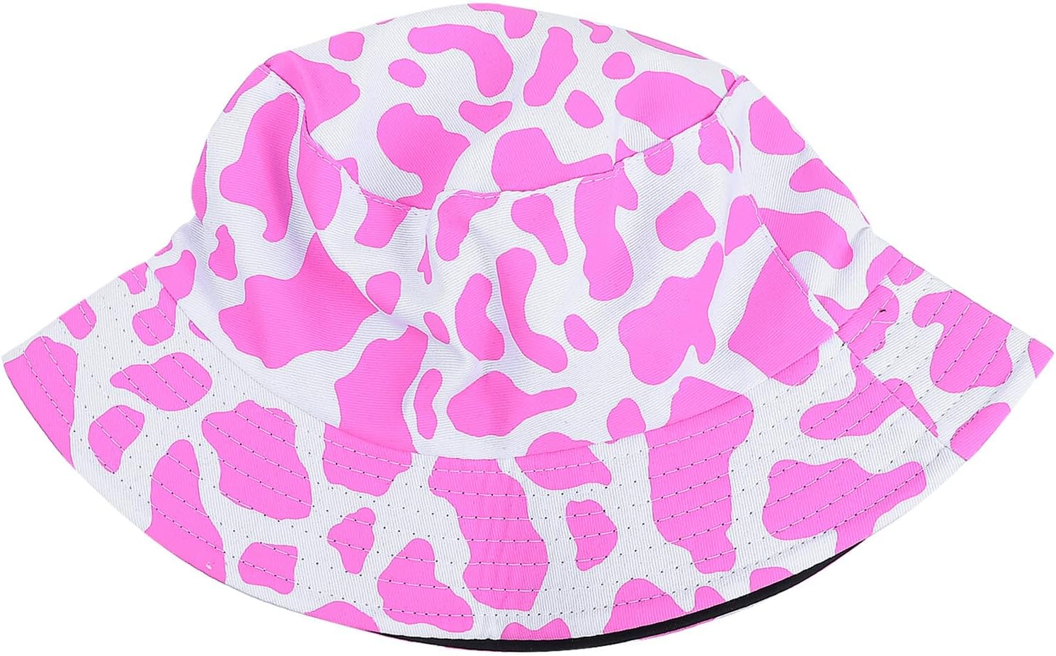 Reversible Light Pink Animal Print Fisherman Sun Protection Hat Wide Brim Summer Outdoor Sun Blocking Bucket Cap for Women