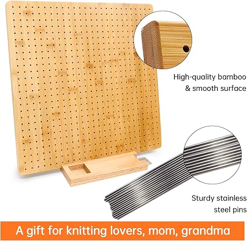 Miniatura 2 de Iswabard Alfombrillas de bloqueo de 15 x 15 pulgadas, tabla de bloqueo para ganchillo con 15 varillas de acero inoxidable, tabla de bloqueo de