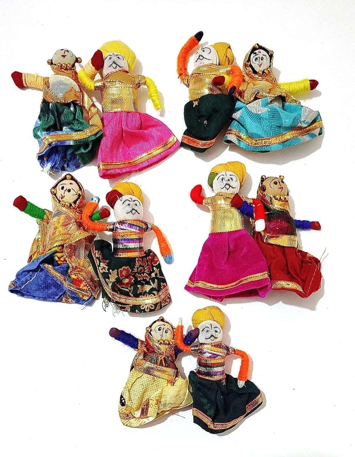 Rajasthani Puppet Couple Dolls Kathputli Traditionally Handcrafted for Wedding Event Decorations & Craft Work