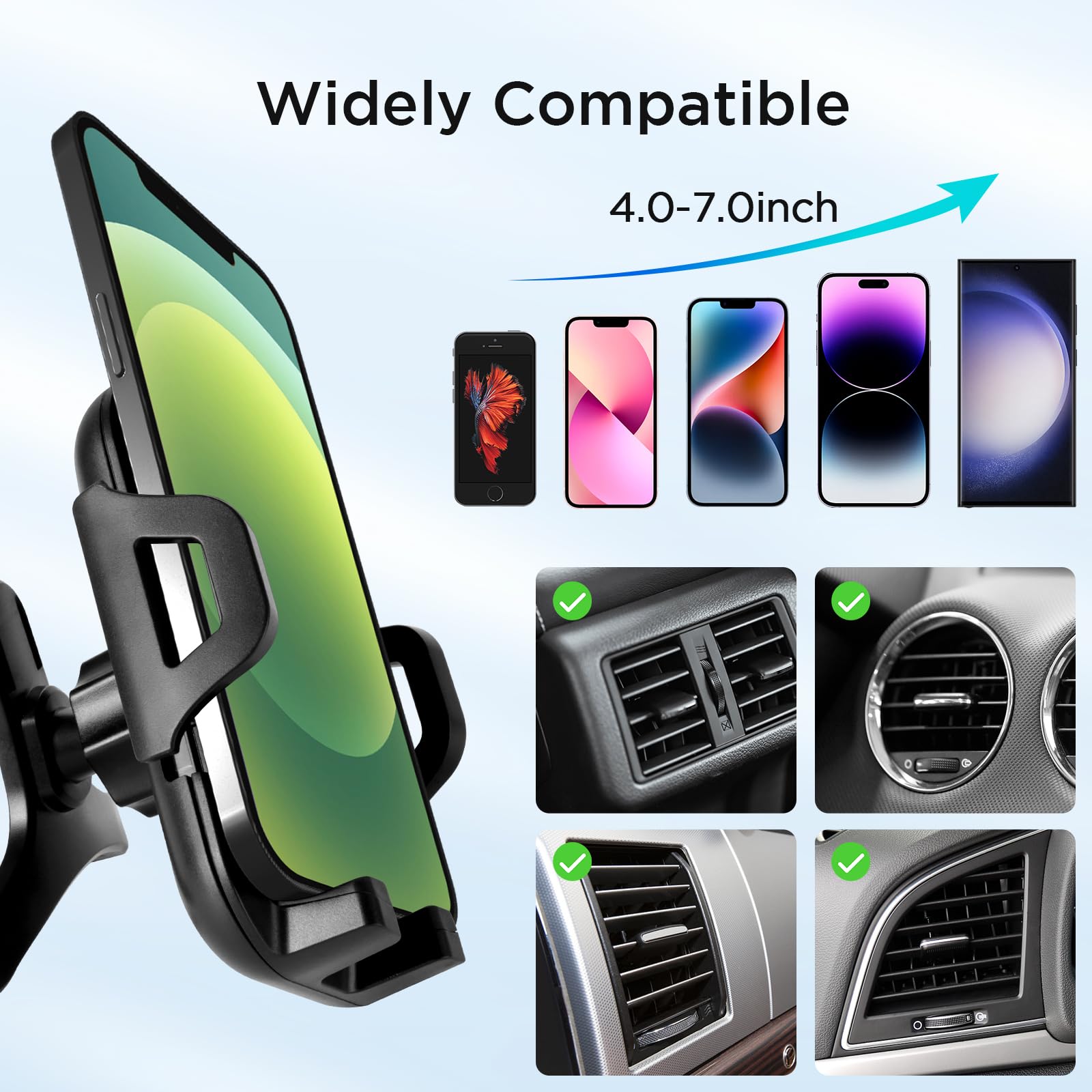 Support Téléphone Voiture Avec Ventouse - Rotation 360°, Serrage Semi-Auto, Compatible Smartphones 4 à 7.1 Pouces