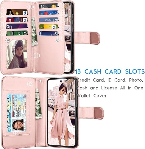 Vista 20 de Tekcoo Funda tipo cartera para Galaxy S21 Ultra, piel sintética de lujo, para tarjetas de crédito, con ranuras para tarjetas de crédito, funda