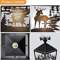 Vista 5 de Lámpara de techo semiempotrada de granja, de metal negro rústico con ciervos para cabaña de troncos, pasillo, vestíbulo, cocina, balcón y porche al
