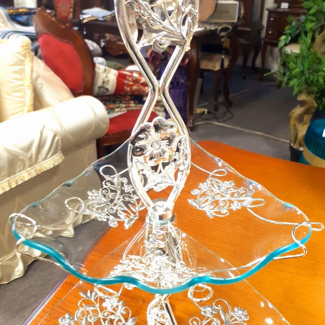 ヨーロッパ輸入雑貨 アールヌーボー2段式トレー スイーツ盛 ケーキお菓子