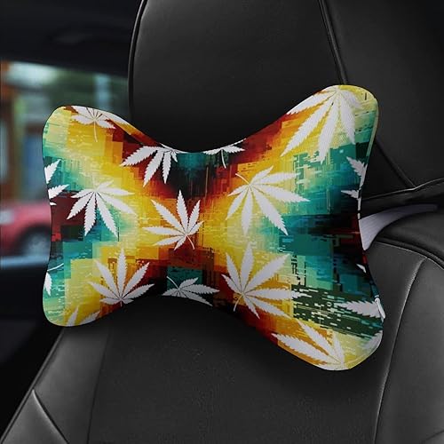 Miniatura 6 de Almohada para el cuello del coche con forma de hueso, espuma viscoelástica, soporte para reposacabezas de moda, marihuana, marihuana, hojas de