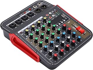 Console de mixagem profissional 4 canais 3 bandas EQ placa de som do mixer de áudio digital para gravação