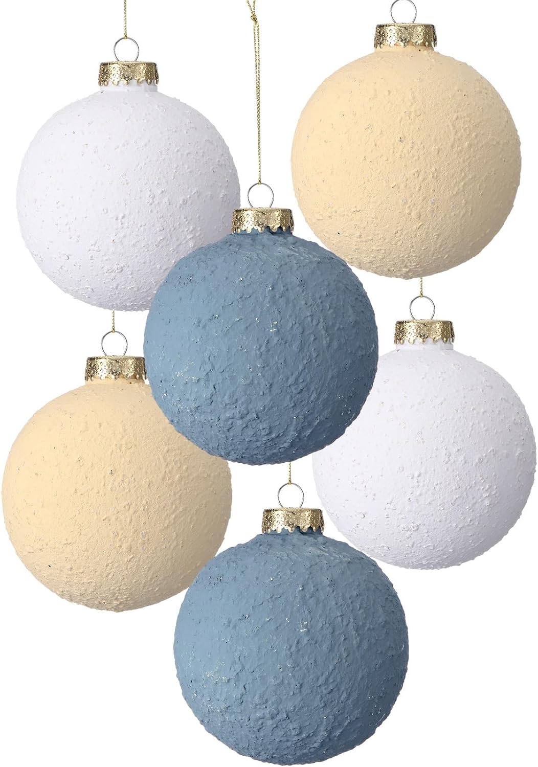 6 Pcs Large 4 Inch Christmas Ball Ornaments Matte Foam Christmas Tree Ornament Modern Rustic Textured Christmas Ornaments for Xmas Holiday Party Decorations(White, Coffee, Dark Gray)