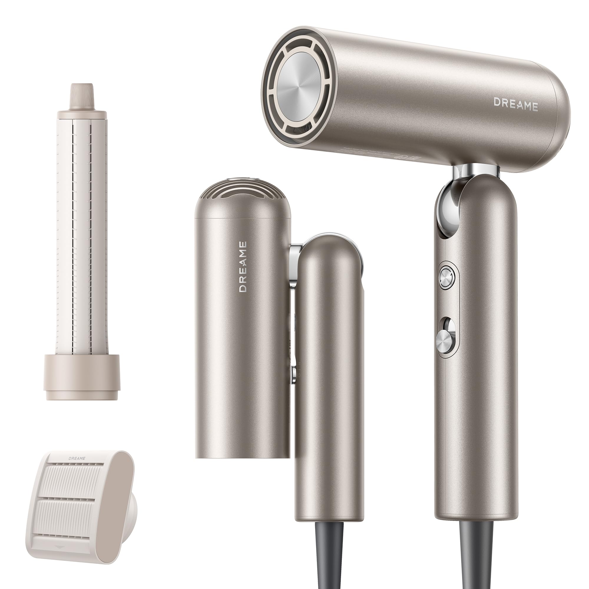 Dreametech Pocket High Speed Hair Dryer, 3 Folding Shapes, 300g, 110,000 rpm Motor, 57°C Constant Temperature, 40 Seconds Drying, Gold Pocket-Gold