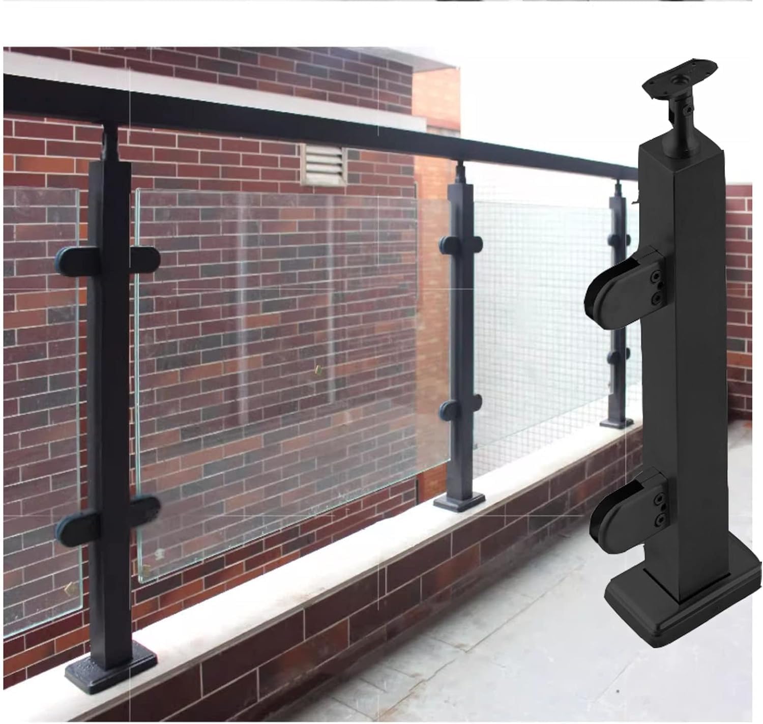 Poteau de garde-corps en verre noir pour éliminer la rouille sur votre balcon