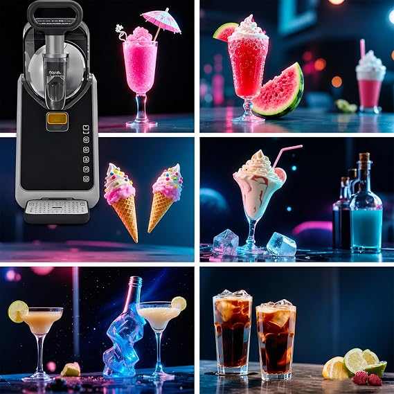 2 in 1 Slushie Maker Machine Ice Cream Maker, No Ice and Blending Needed, 5 Preset Modes, Max 2200ml Slushie, Soft Ice Cream, Spiked Slushie, Cold Drink and Milk Shake 110V50HZ